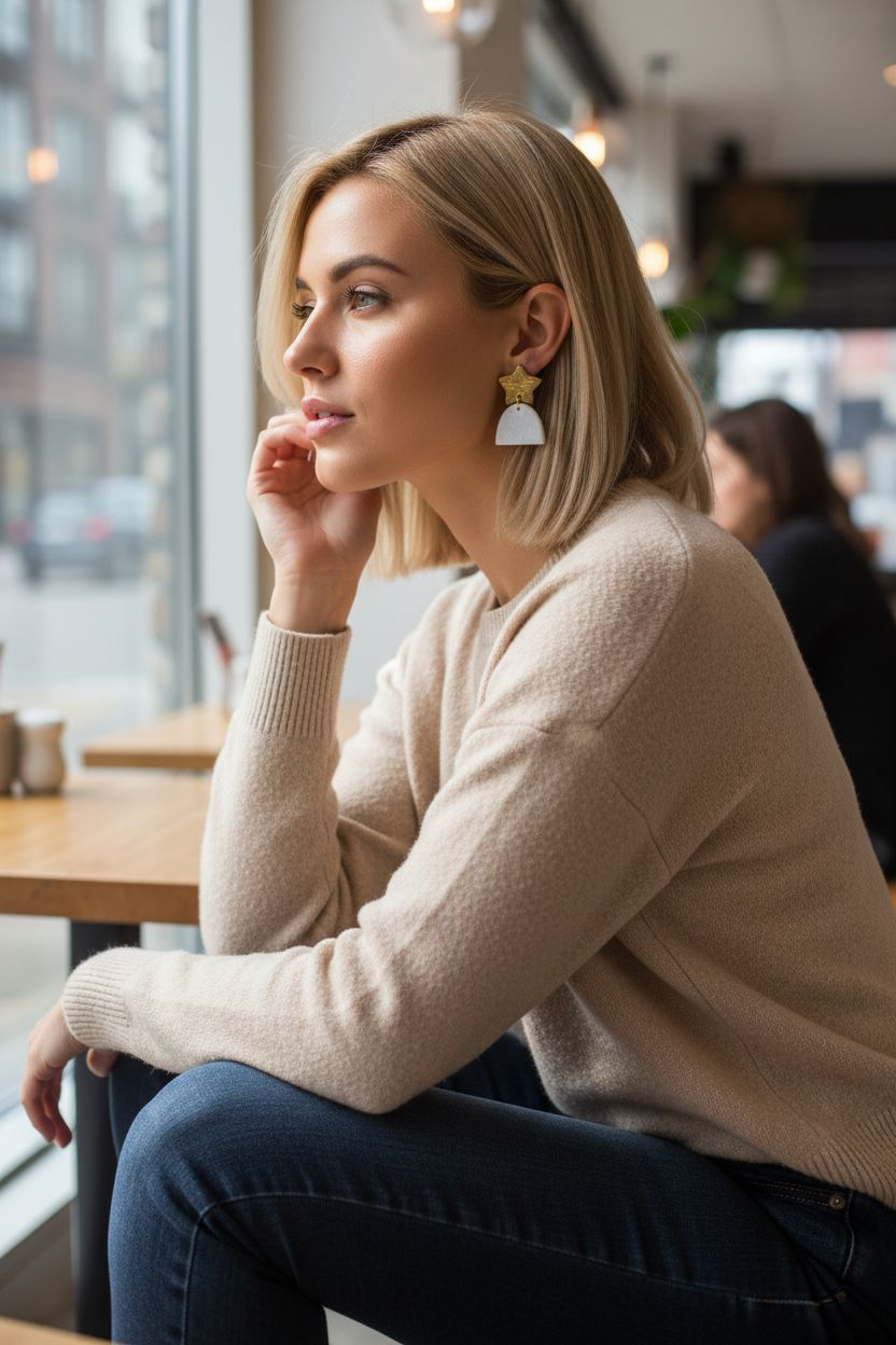 Handmade Star Arch Polymer Clay Earrings, Hypoallergenic Dangles