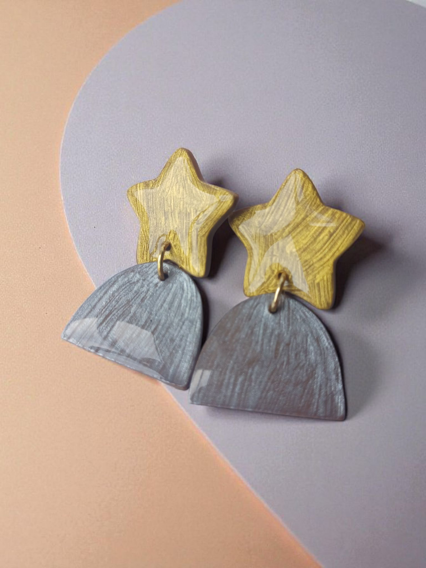 Handmade Star Arch Polymer Clay Earrings, Hypoallergenic Dangles