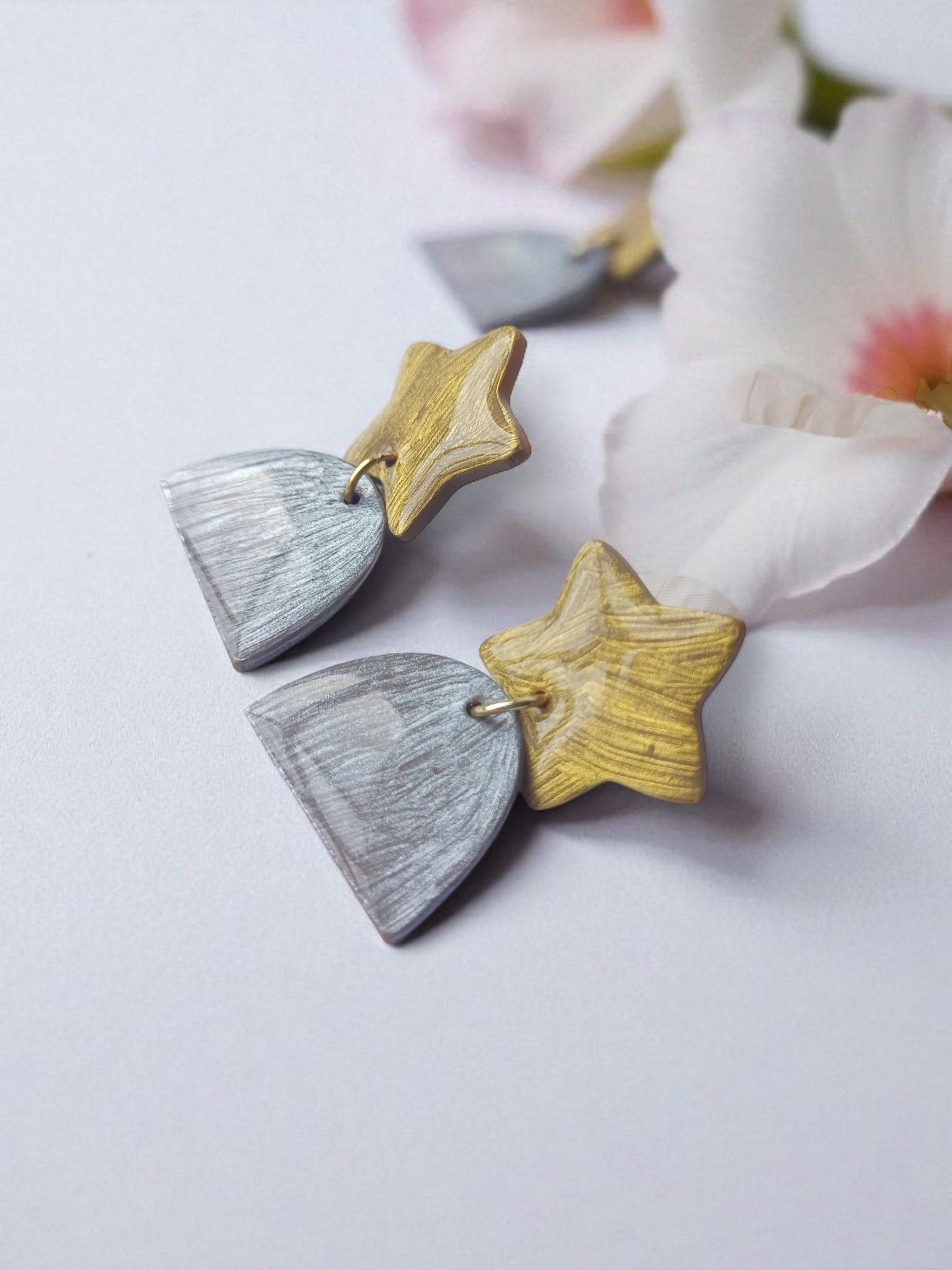 Handmade Star Arch Polymer Clay Earrings, Hypoallergenic Dangles