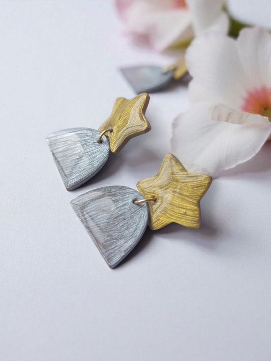 Handmade Star Arch Polymer Clay Earrings, Hypoallergenic Dangles
