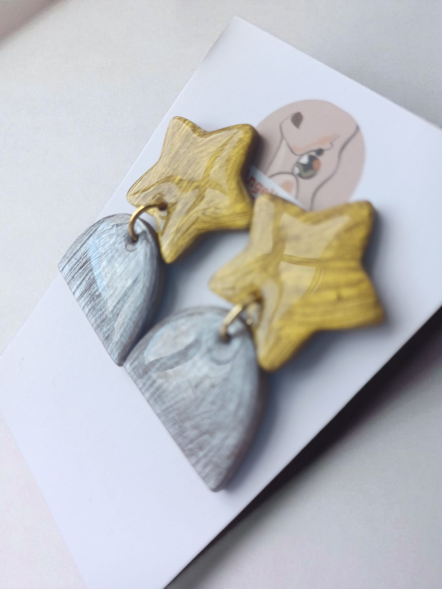 Handmade Star Arch Polymer Clay Earrings, Hypoallergenic Dangles
