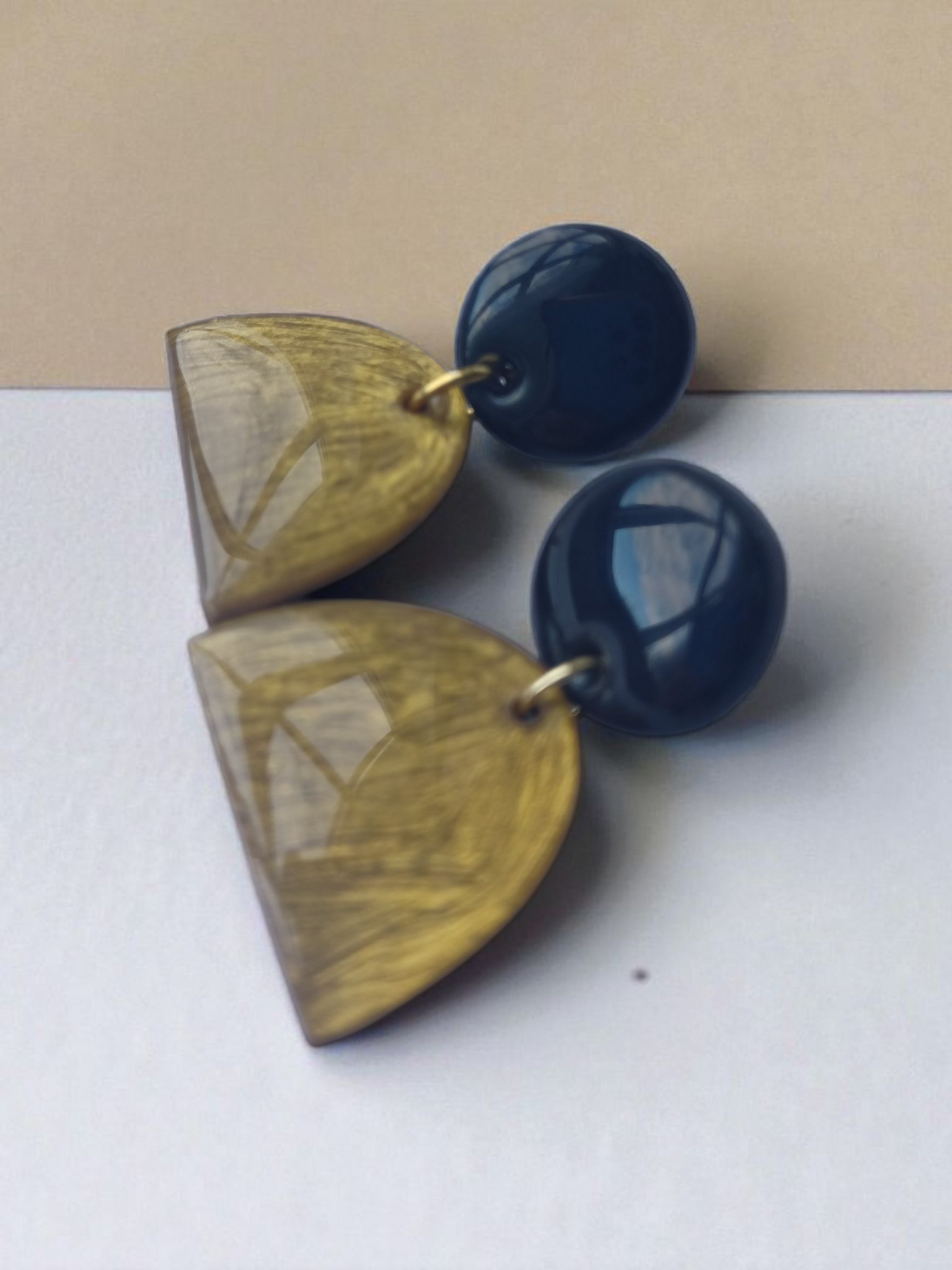 Hand-Painted Polymer Clay Earrings • Unique Geometric Shapes • Resin Finish • Lightweight