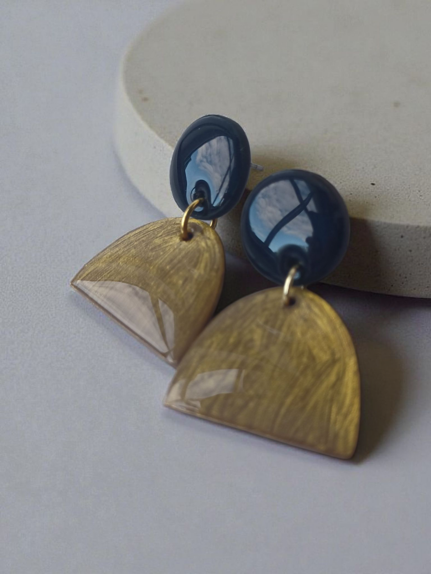 Hand-Painted Polymer Clay Earrings • Unique Geometric Shapes • Resin Finish • Lightweight
