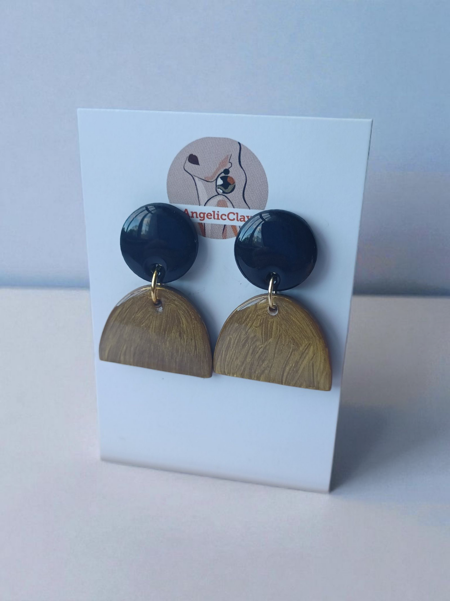 Hand-Painted Polymer Clay Earrings • Unique Geometric Shapes • Resin Finish • Lightweight