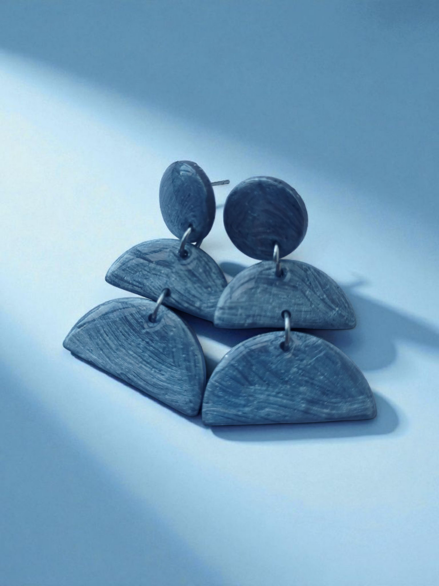 Artistic Clay Earrings • Abstract Dangle Design • Hypoallergenic • Glossy Resin Coating