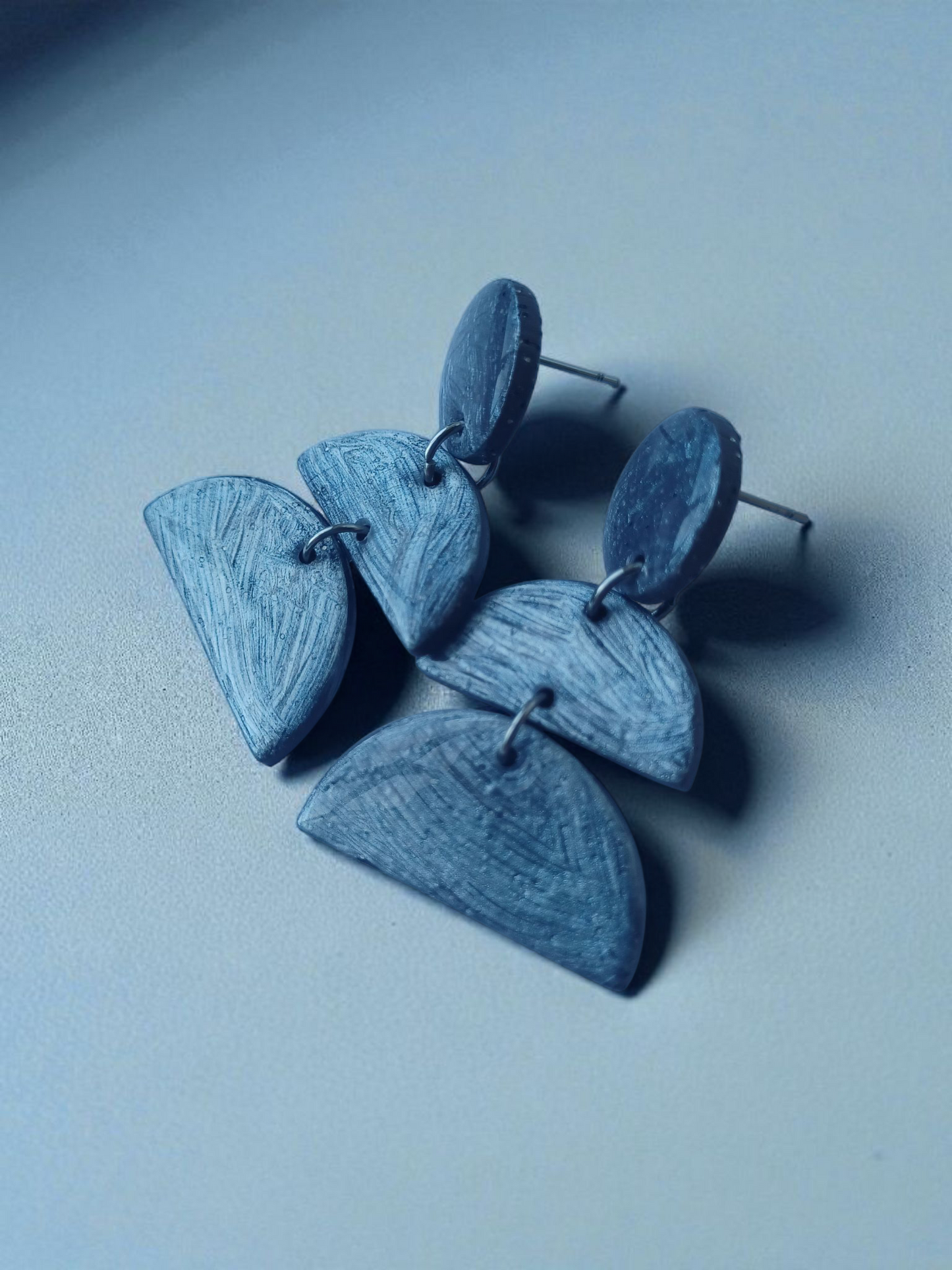 Artistic Clay Earrings • Abstract Dangle Design • Hypoallergenic • Glossy Resin Coating