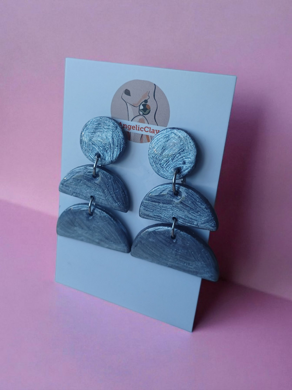 Artistic Clay Earrings • Abstract Dangle Design • Hypoallergenic • Glossy Resin Coating