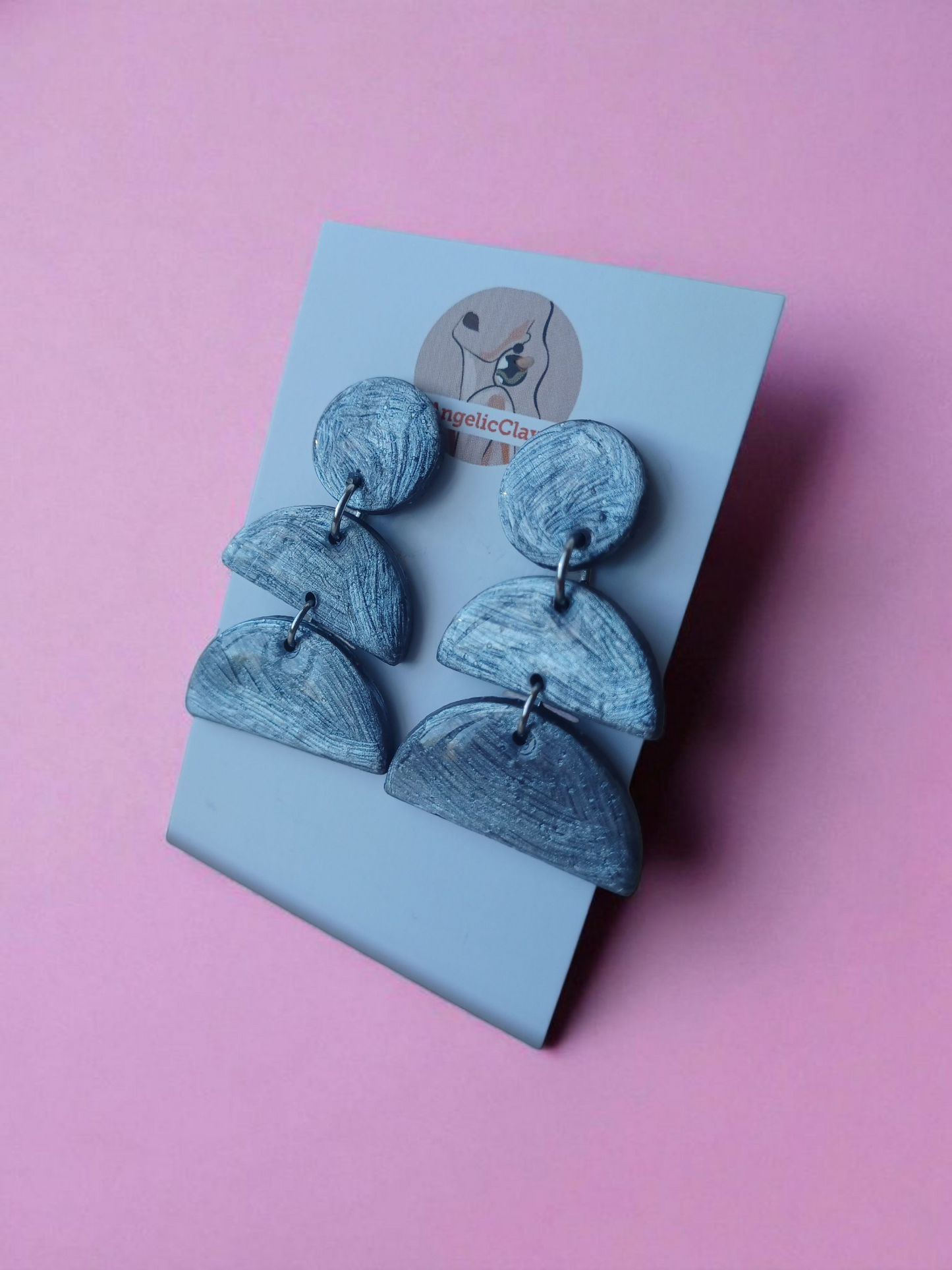 Artistic Clay Earrings • Abstract Dangle Design • Hypoallergenic • Glossy Resin Coating