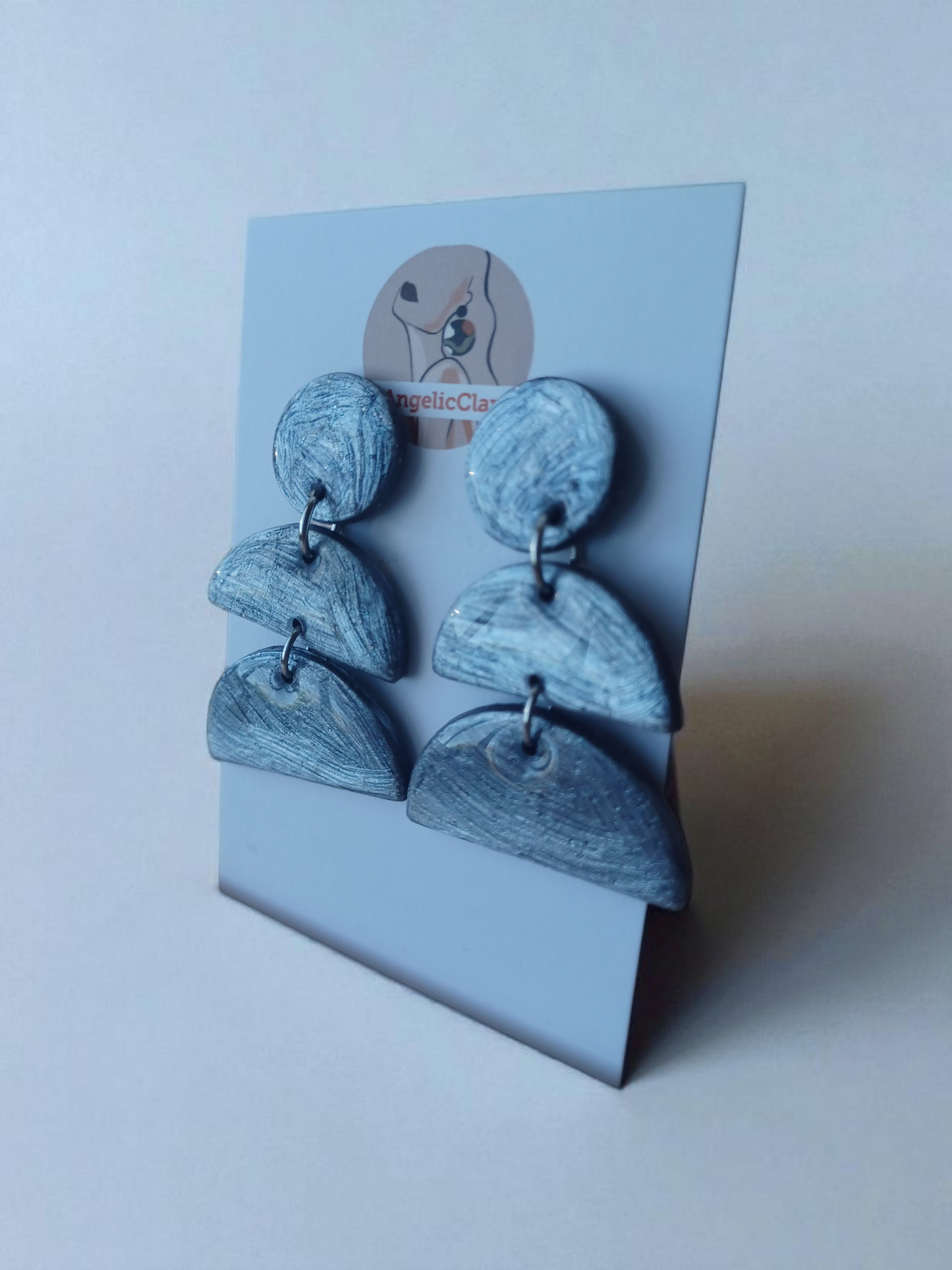 Artistic Clay Earrings • Abstract Dangle Design • Hypoallergenic • Glossy Resin Coating