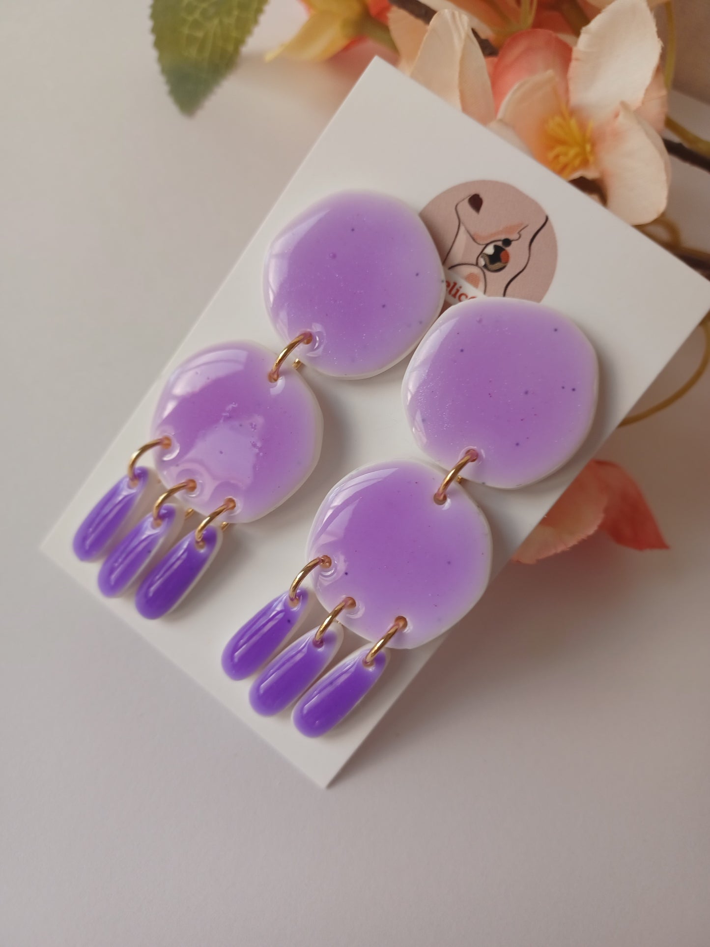 Lavender Gradient Statement Earrings • Handmade Polymer Clay Dangles • Lightweight Lilac Drops