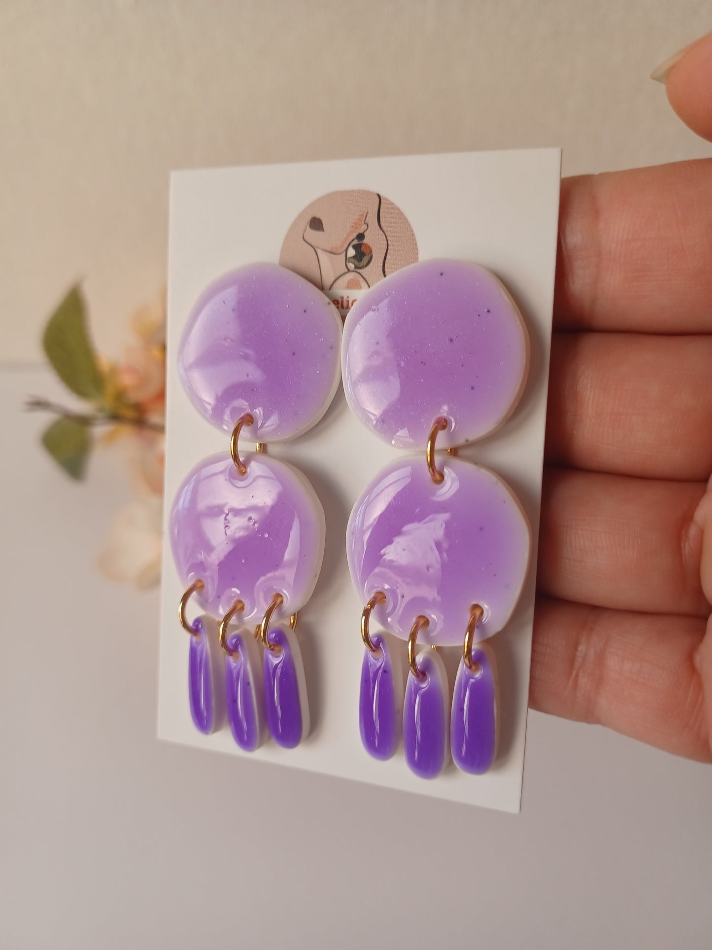 Lavender Gradient Statement Earrings • Handmade Polymer Clay Dangles • Lightweight Lilac Drops