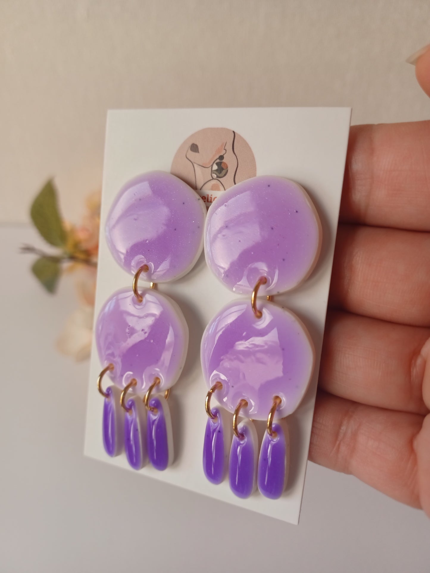 Lavender Gradient Statement Earrings • Handmade Polymer Clay Dangles • Lightweight Lilac Drops