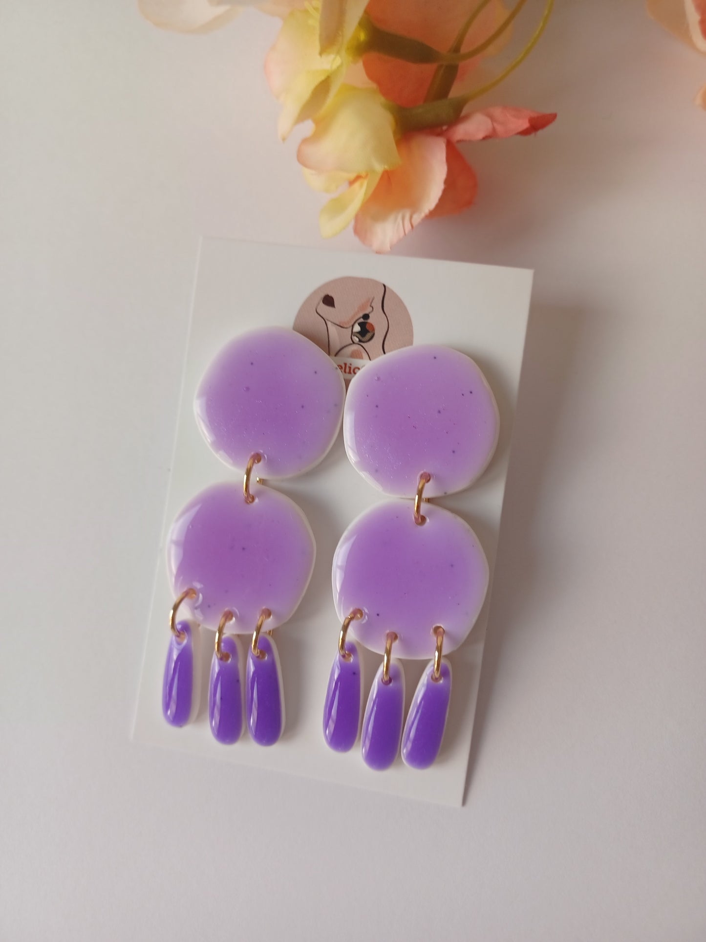 Lavender Gradient Statement Earrings • Handmade Polymer Clay Dangles • Lightweight Lilac Drops