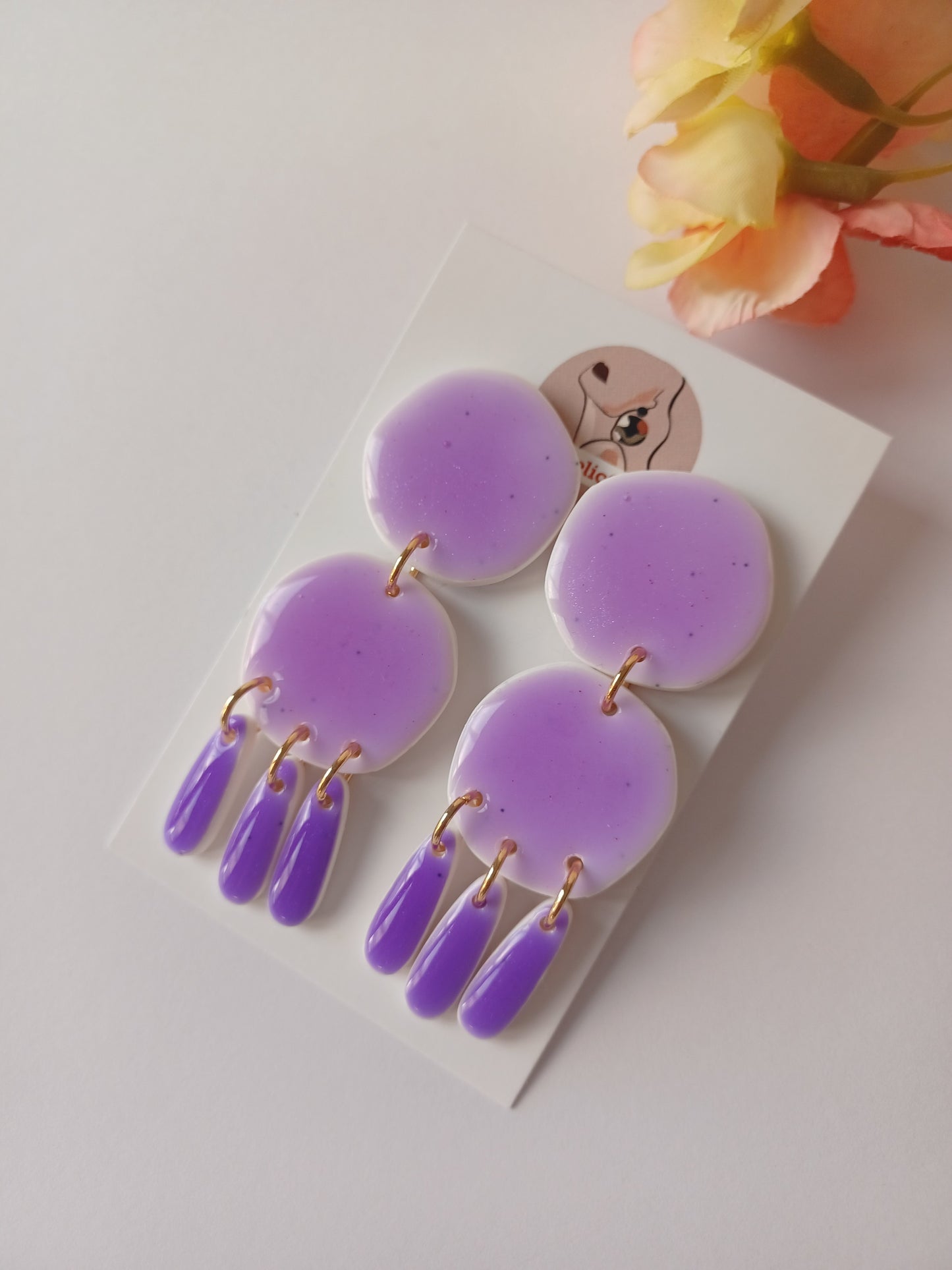 Lavender Gradient Statement Earrings • Handmade Polymer Clay Dangles • Lightweight Lilac Drops