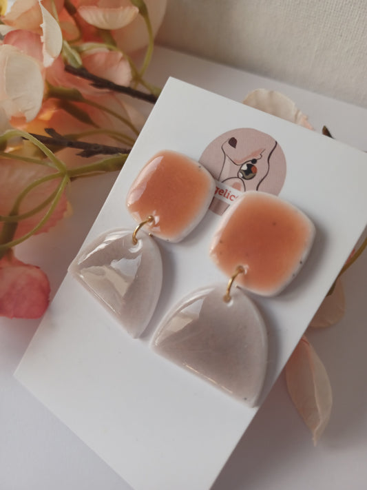 Handmade Peach Polymer Clay Earrings – Lightweight Resin Finish