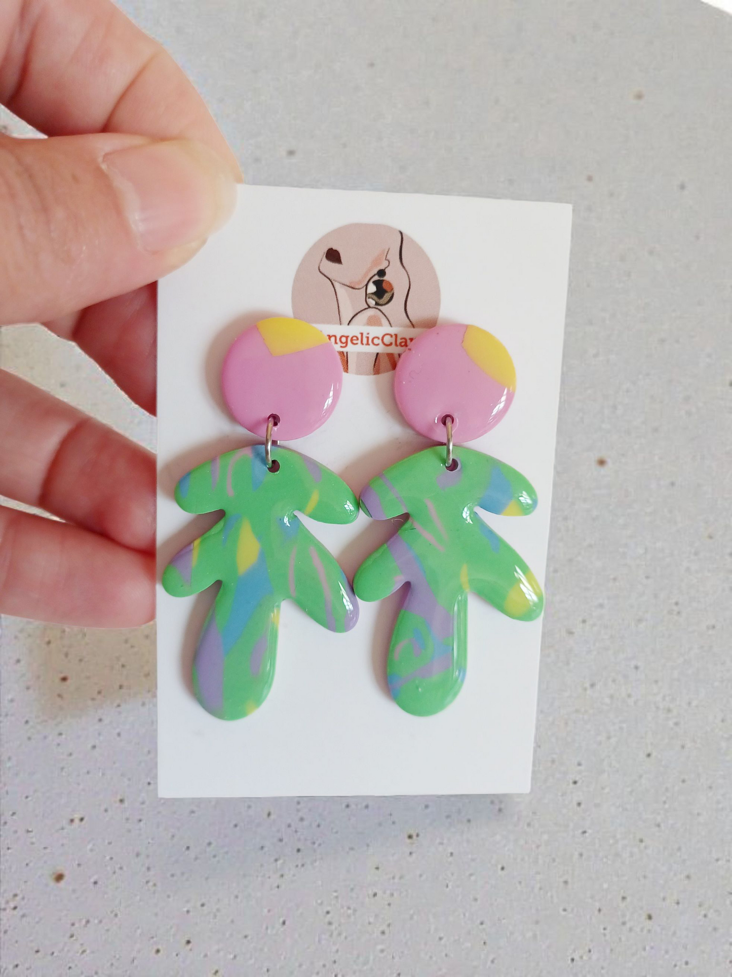 Handmade Abstract Polymer Clay Earrings | Multicolour Resin Statement Dangles | Unique Artistic