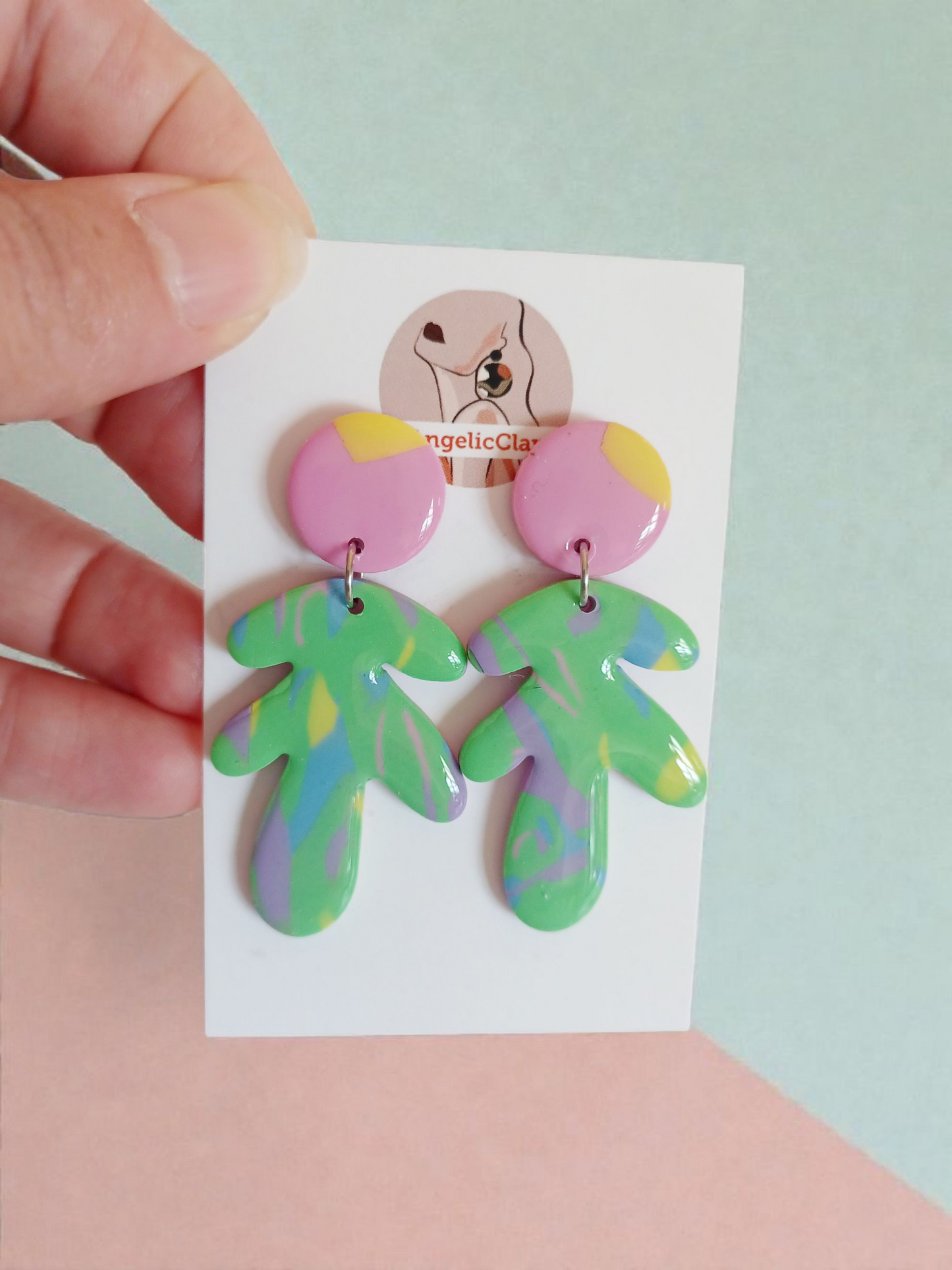 Handmade Abstract Polymer Clay Earrings | Multicolour Resin Statement Dangles | Unique Artistic