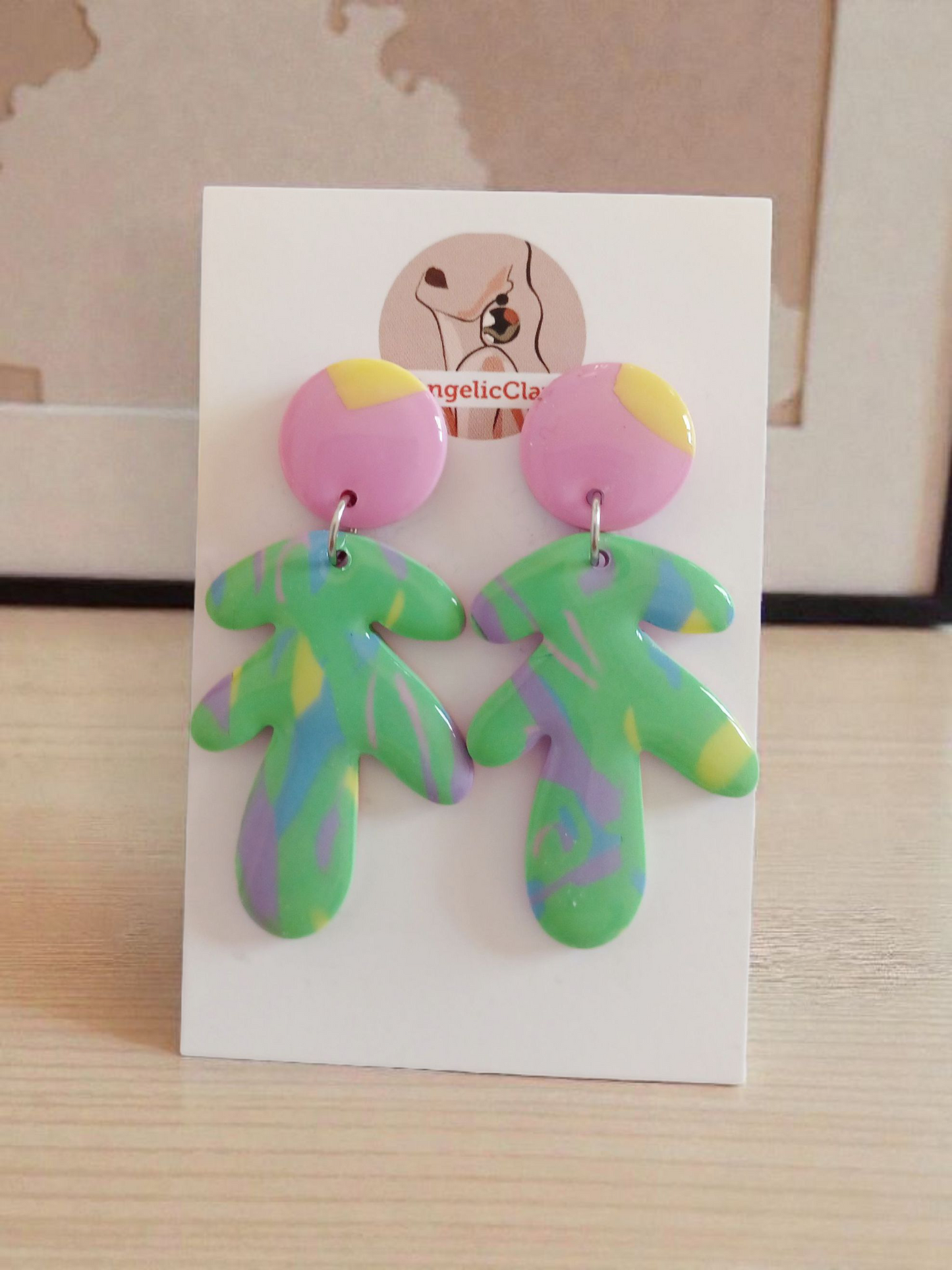 Handmade Abstract Polymer Clay Earrings | Multicolour Resin Statement Dangles | Unique Artistic
