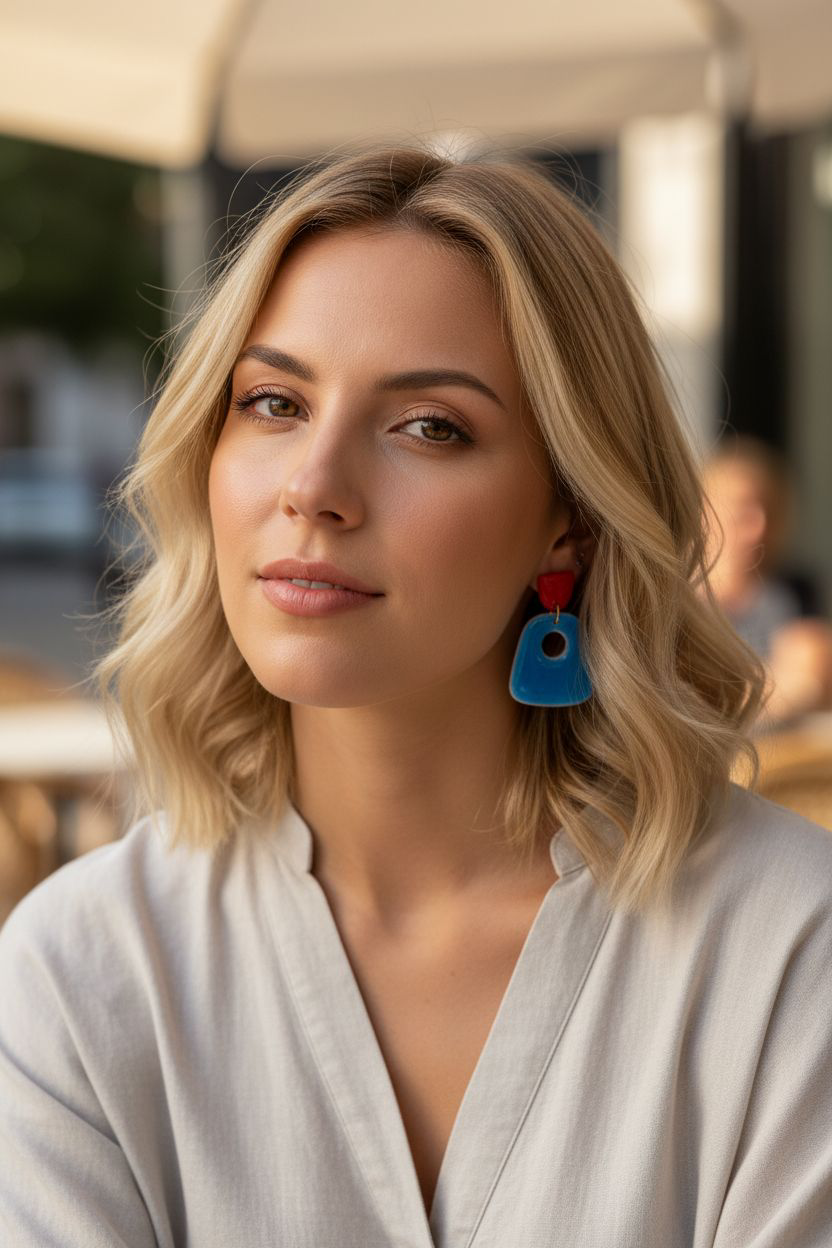 Handmade Polymer Clay Earrings Red & Blue | Resin Coated Statement Dangles | Irish Handmade Jewelry