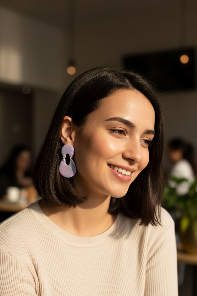 Handmade Marbled Polymer Clay Earrings | Pastel Double Drop Dangles | Resin Coated Jewelry