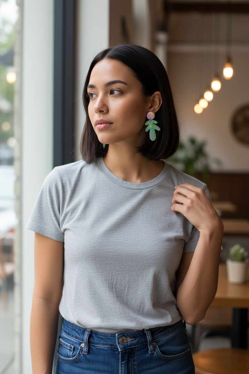 Handmade Abstract Polymer Clay Earrings | Multicolour Resin Statement Dangles | Unique Artistic