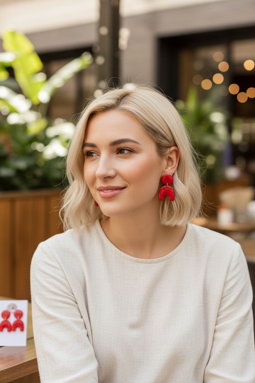 Minimalist Polymer Clay Earrings | Resin Shine | Hypoallergenic Gift for Her